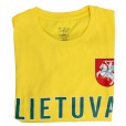 Geltoni sirgalių marškinėliai su užrašu Lietuva ir herbu
